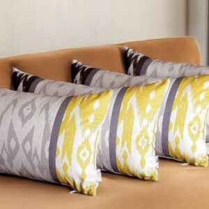 Set of Four 12" X 20" Gray Fabric Lumbar Throw Pillow Covers