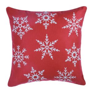Set Of Two Red 18" Christmas Snowflakes Throw Pillow Covers