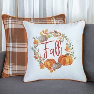 Set Of 2 18" Fall Thanksgiving Pumpkin Throw Pillow Cover