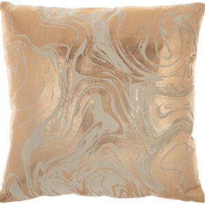 Pink Accent Throw Pillow With Rose Gold Swirl Design