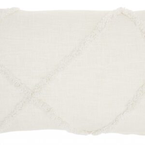 White Abstract  Shaggy Detail Lumbar Pillow