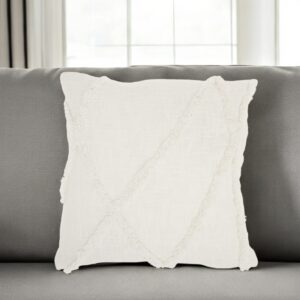 Boho Chic White Textured Lines Throw Pillow