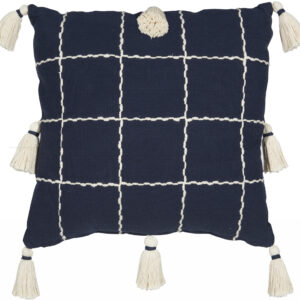 Boho Handcrafted Navy Accent Throw Pillow