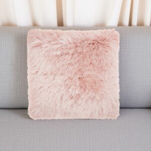 Fluffy Rose Pink Shag Accent Throw Pillow