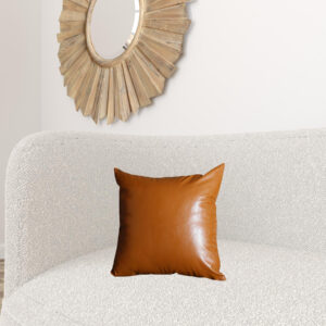 17" Brown Faux Leather Throw Pillow Cover