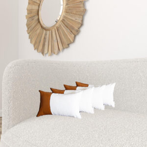 Set of Four 12" X 20" Brown And White Faux Leather Throw Pillow Covers