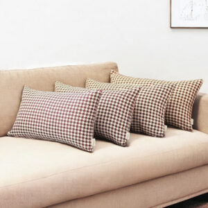 Set Of 4 Red Houndstooth Lumbar Pillow Covers