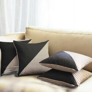 Set Of 4 Tan Houndstooth Pillow Covers