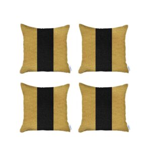 Set Of 4 Yellow And Black Center Pillow Covers