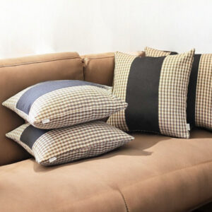 Set Of 4 Tan Houndstooth Pillow Covers