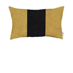 Set Of 2 Yellow And Black Lumbar Pillow Covers