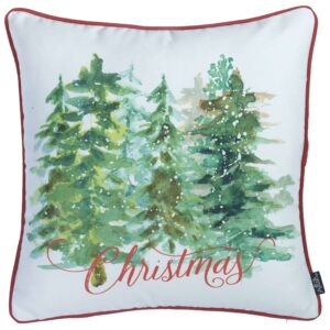 Snowy Christmas Trees Printed Throw Pillow