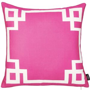 Pink and White Geometric Border Throw Pillow