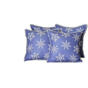 Set of 4 Blue and White Snowflakes Throw Pillows