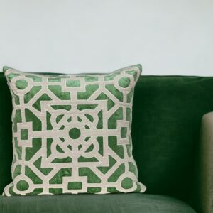 18" Green Velvet Throw Pillow