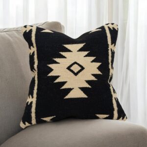 18" Black And Natural Southwestern Throw Pillow with Texture