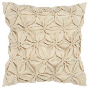 Cream Pinwheel Floral Petal Down Filled Throw Pillow