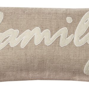 21" X 11" Tan Cotton Blend Zippered Pillow With Applique