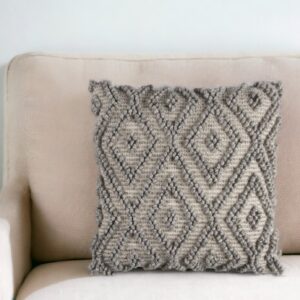 20" Natural And Gray Cotton Throw Pillow