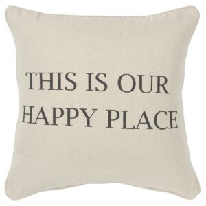 Gray Taupe Canvas Happy Place Throw Pillow