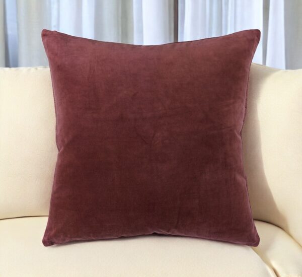 22" Dark Red Cotton Velvet Throw Pillow