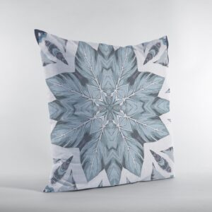 16" Blue Floral Forest Zippered Suede Throw Pillow