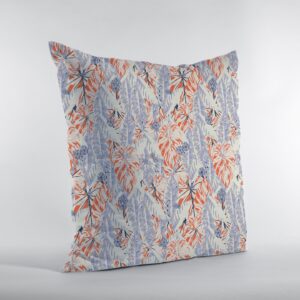 16" Orange Lavender Tropics Zippered Suede Throw Pillow