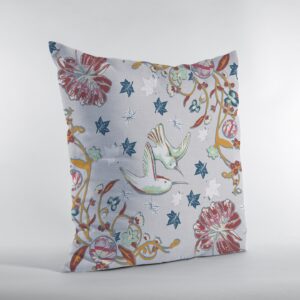 18" Gray Bird Zippered Double Sided Suede Throw Pillow