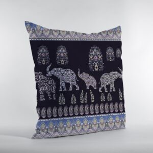 18” Purple Ornate Elephant Zippered Suede Throw Pillow