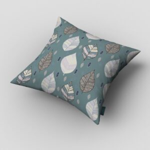 18” Pine Green Leaves Suede Zippered Throw Pillow