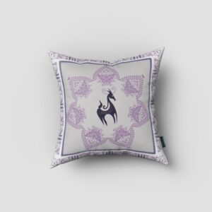 16” Gray Purple Horse Zippered Suede Throw Pillow