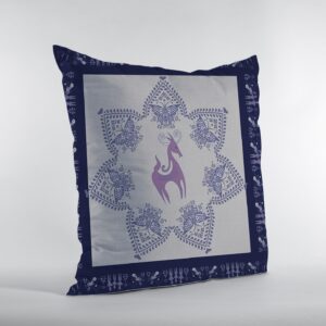 16” Gray Purple Horse Zippered Suede Throw Pillow