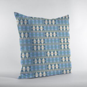 16" Blue Cream Spades Zippered Suede Throw Pillow