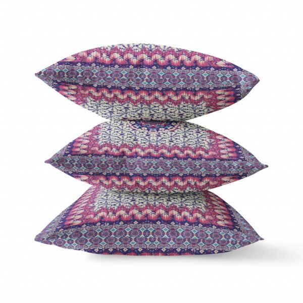 18” Magenta Indigo Holy Floral Suede Throw Pillow