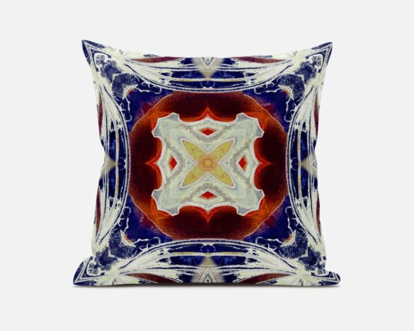 20” Indigo White Geo Tribal Suede Throw Pillow