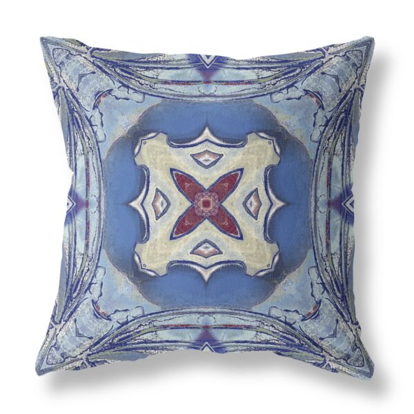 20” Blue Cream Geo Tribal Suede Throw Pillow