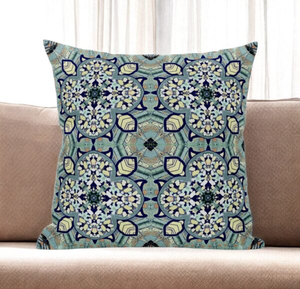 20" Green Cream Cloverleaf Boho Suede Throw Pillow