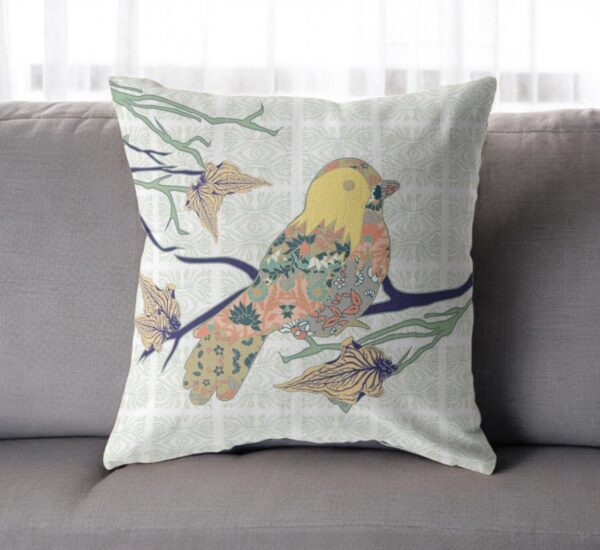 20" Light Green Sparrow Suede Throw Pillow