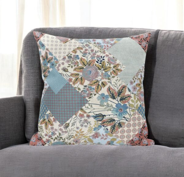 16" Gold Pink Floral Zippered Suede Throw Pillow