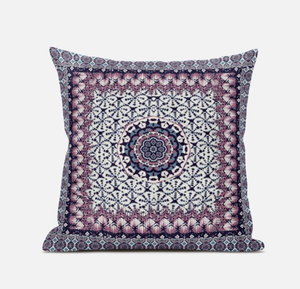20” Pink Gray Holy Floral Zippered Suede Throw Pillow