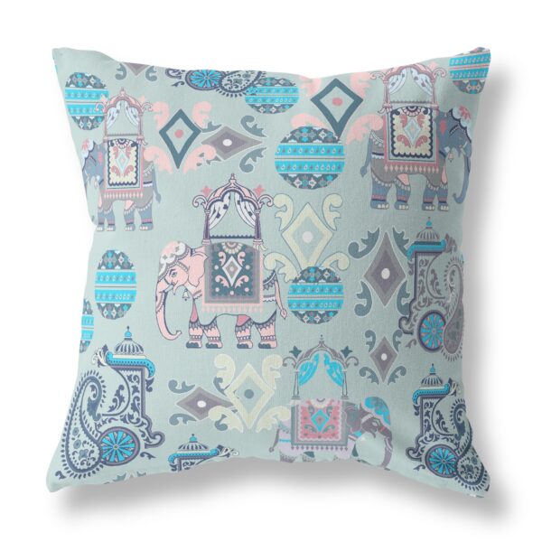 20" X 20" Gray And Pink Paisley Zippered Suede Throw Pillow