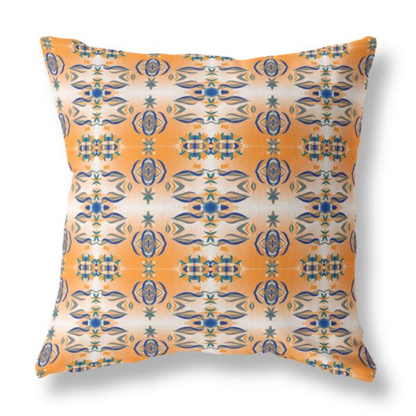 20" X 20" Orange And Gray Abstract Blown Seam Suede Throw Pillow