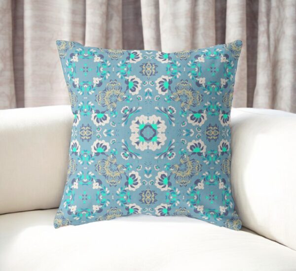 16" Light Blue Suede Throw Pillow