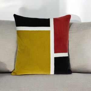 20" Mustard Yellow and Black Cotton Throw Pillow