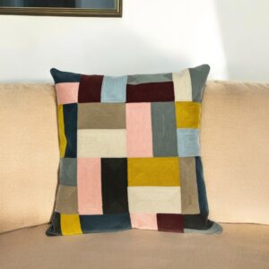20" Mustard Yellow and Black Cotton Throw Pillow