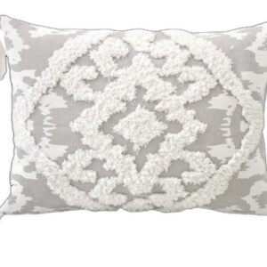 13" X 18" Gray and White Throw Pillow with Tassels