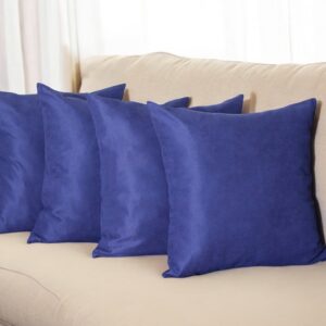 Set of Four 26" Navy Blue Fabric Euro Throw Pillow Covers