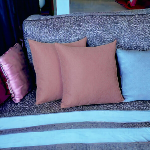 Set Of Two 20" X 20" Light Pink Polyester Zippered Pillow