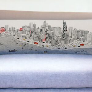 46" White Chicago Daylight Skyline Lumbar Decorative Pillow
