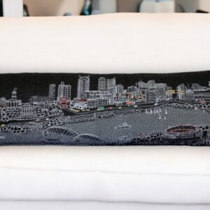 46" Black Nashville Nighttime Skyline Lumbar Decorative Pillow